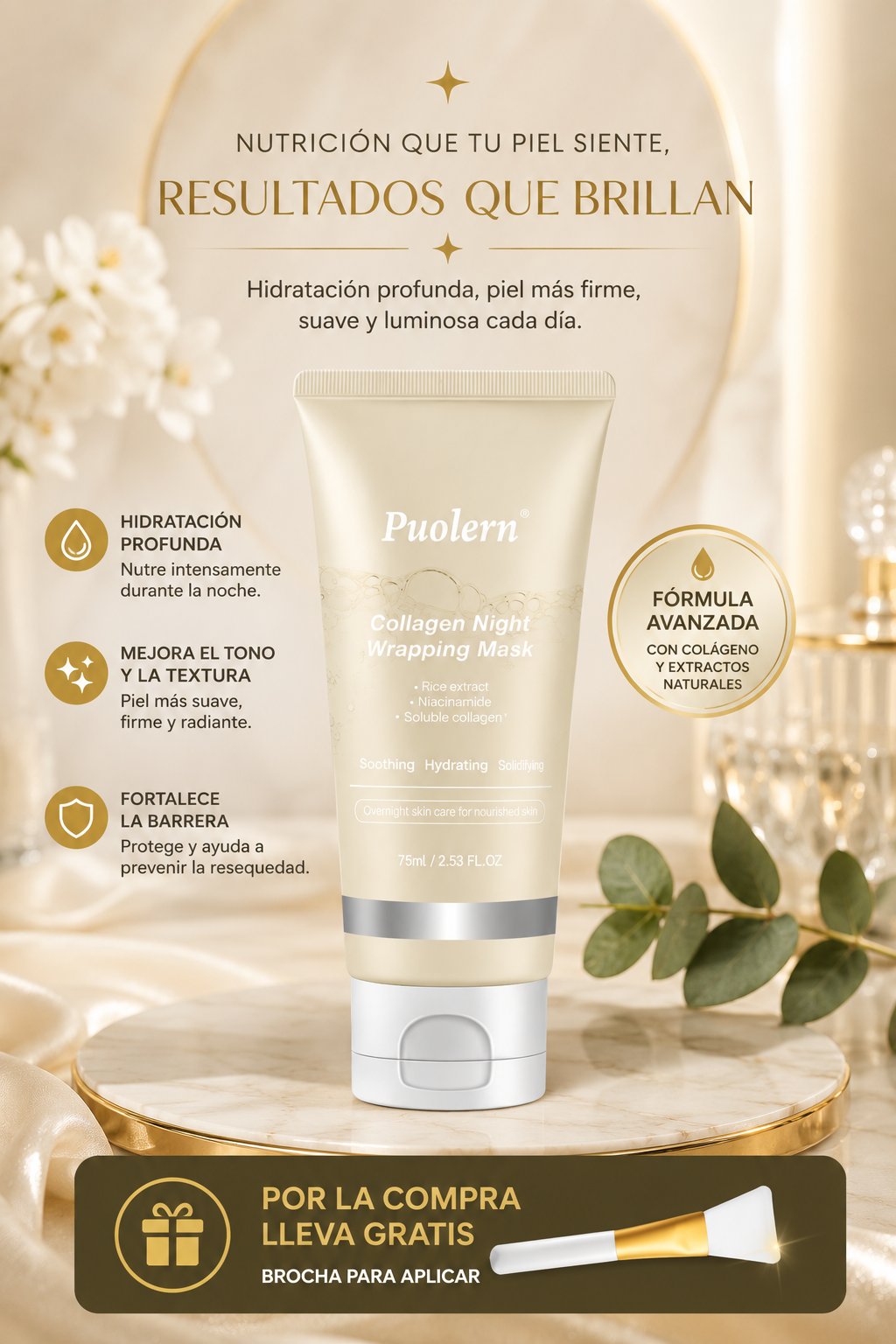 Puolern® - Mascarilla hidratante de colágeno